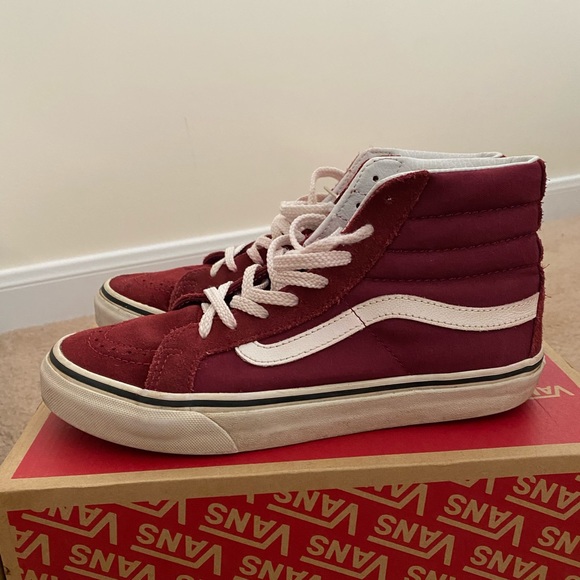 maroon van high tops